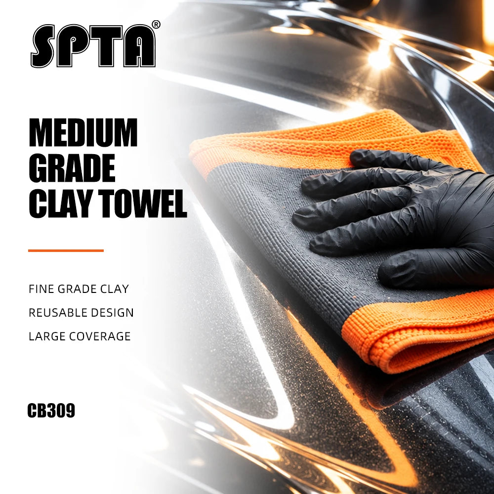 Orange Clay Bar Towel 30x30cm, Microfiber Detailing Cloth and Clay Wash Mitt