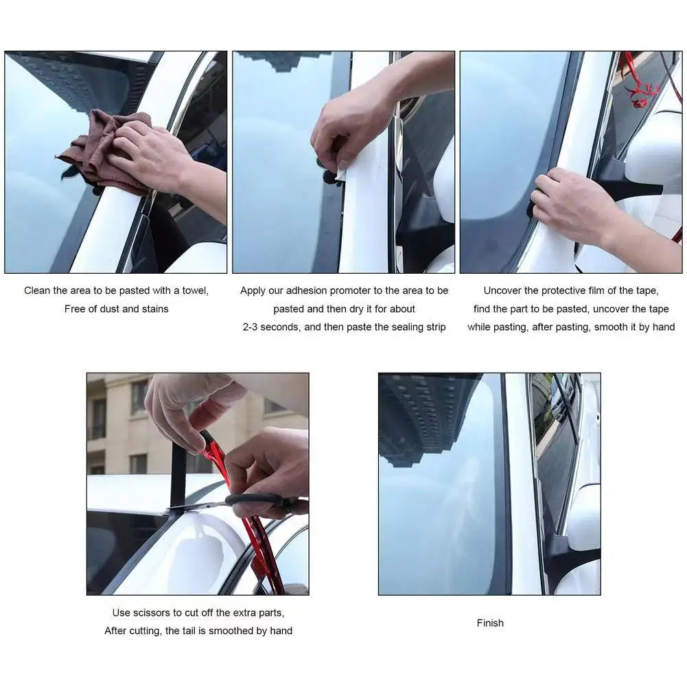 T-Shape Rubber Seal Strip for Car Windshield and Doors, 2 m