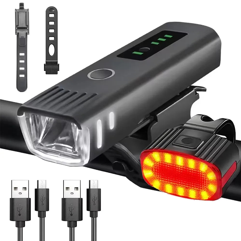 1000LM USB Rechargeable Bike Front Light with Smart Sensor Rear Light