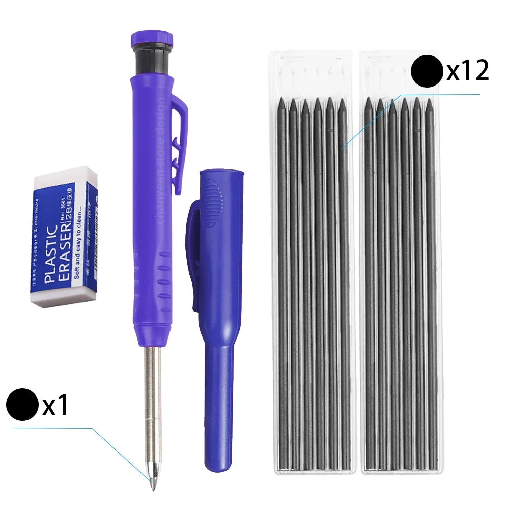 3-Color Carpenter Pencil Set with Sharpener & Refills - image 23