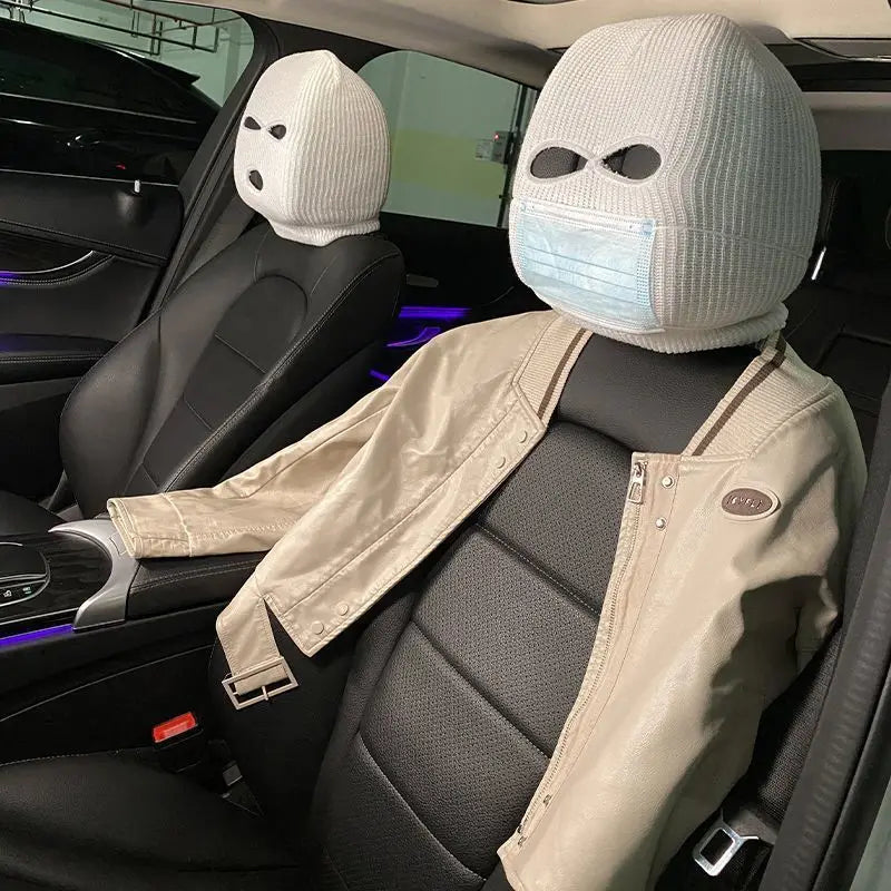 Funny Ski Mask Car Headrest Cover