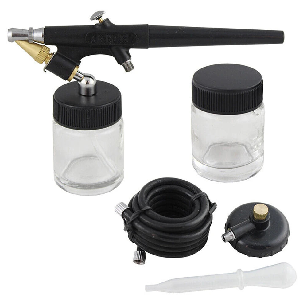 Airbrush Kit Single-Action Air Brush Set 0.8mm Airbrush Kit Spray Gun Artist Crafts Siphon Feed Airbrush For Makeup Hobby DIY