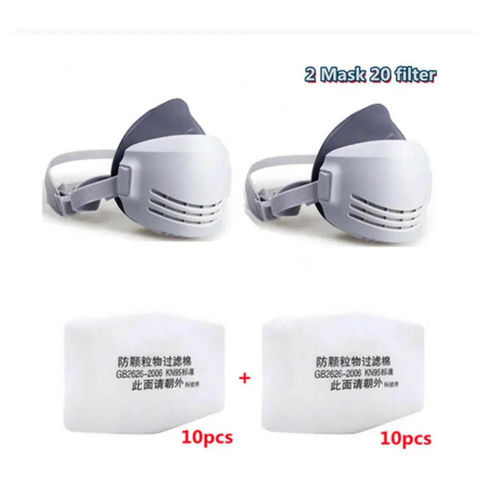Half Face Dust Mask Respirator with 20 Pcs Filter Cotton, Industrial Use