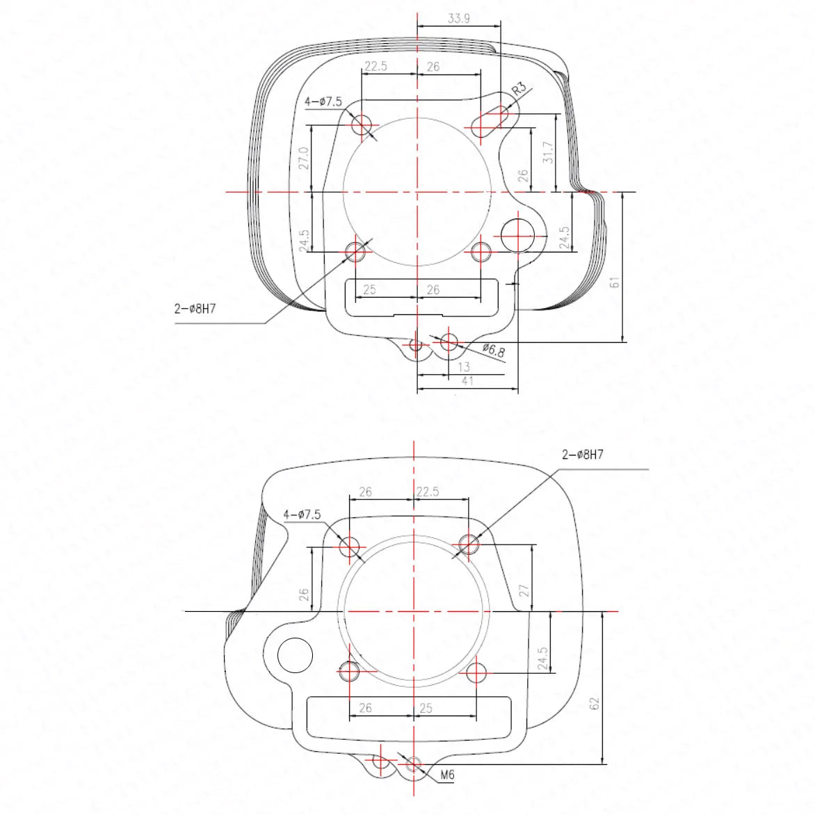 YX140 56mm Cylinder, Piston and Gasket Set for 140cc Pit Bikes - view 8