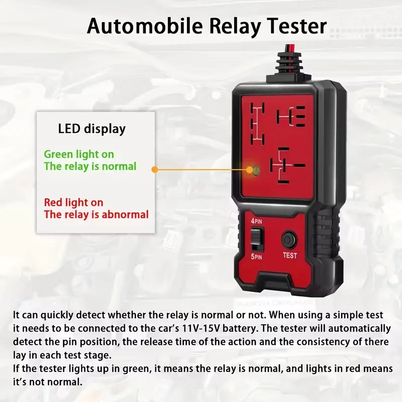 12V Relay Tester with Battery Clamp – 4-Pin/5-Pin Automotive Tool - image 6