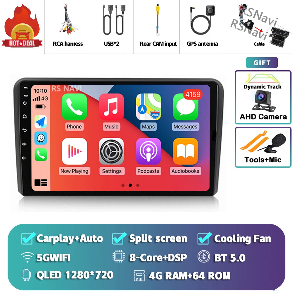 In-Dash Android Auto CarPlay GPS Navigation for Audi A3 2003-2013 - image 13