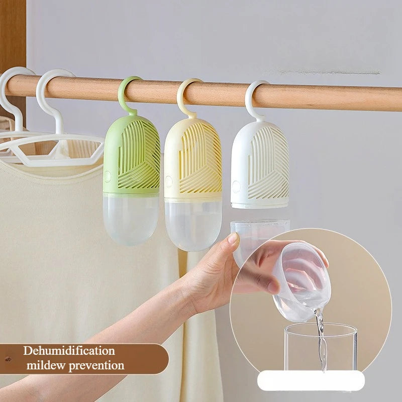 Hanging clothes dehumidifier box, anti-mould moisture absorber with hook