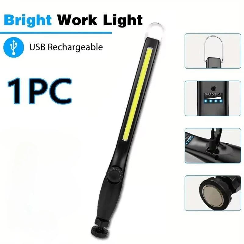 Magnetic LED Mechanic Work Light, USB Rechargeable 360° Swivel Flashlight