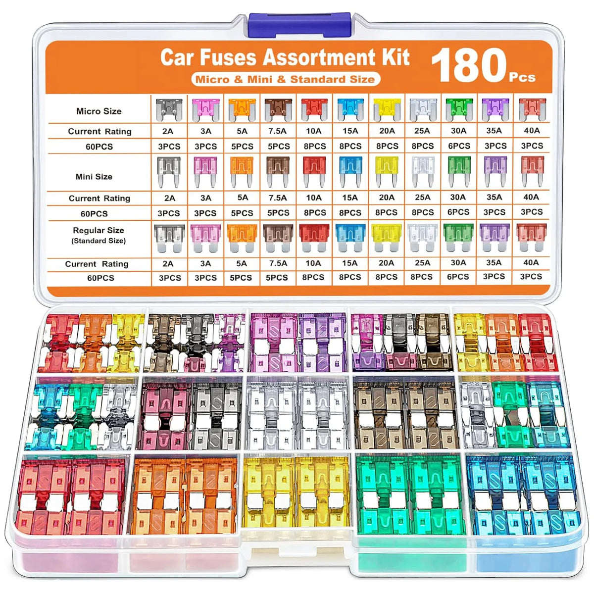 180-Piece Car Fuse Kit with Fuse Puller