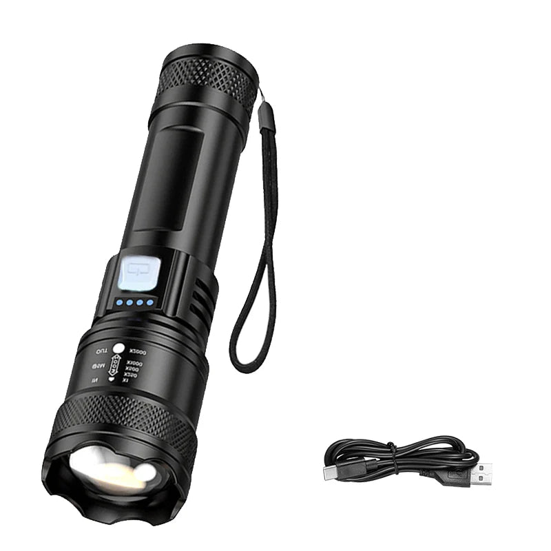 2000LM USB Rechargeable Zoom Tactical LED Flashlight, Waterproof