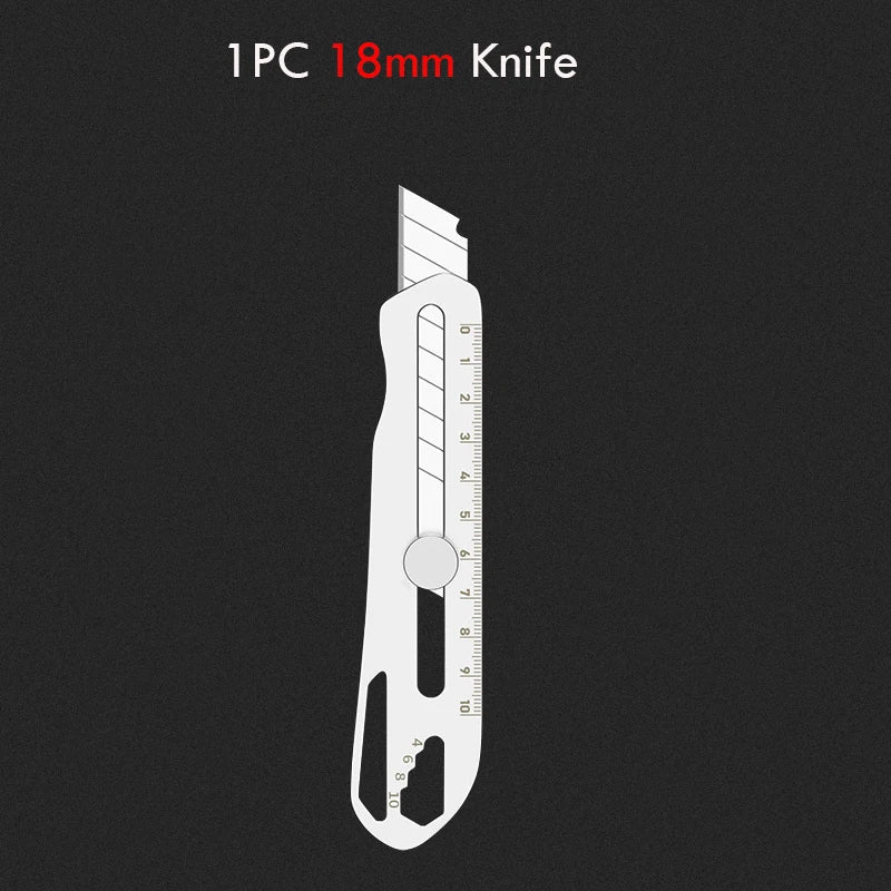 Stainless Steel Box Cutter18MM Retractable Utility Knife Heavy Duty  нож 6 In 1 Multifunctional Pocket Knife Couteau Stationery