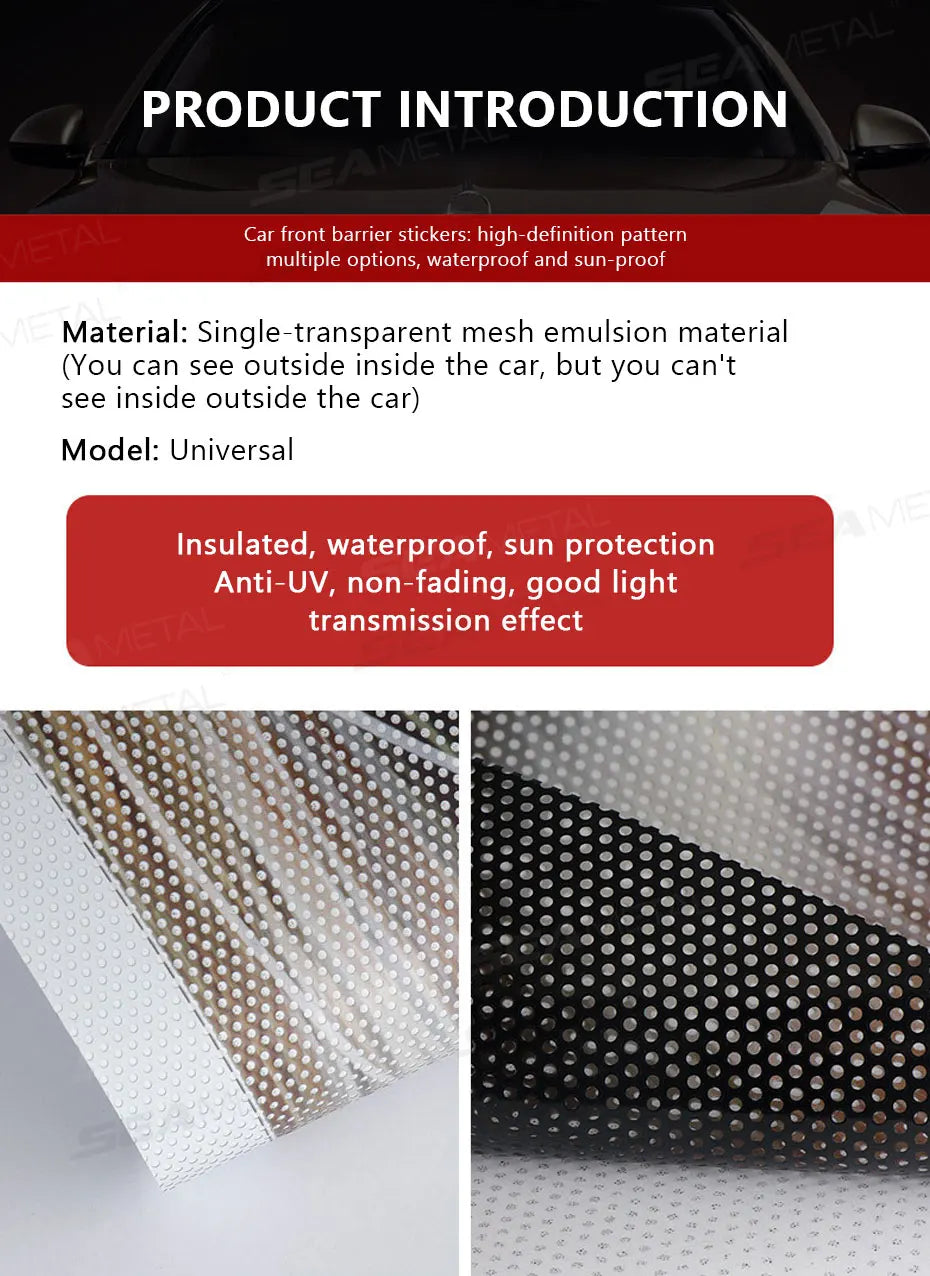 Front Windshield Sun Strip Sticker with Grid Pattern, 59 x 7.9 in