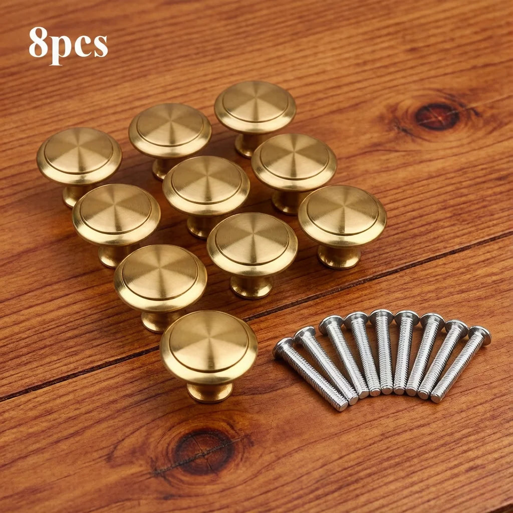 8-Piece Gold Single-Hole Cabinet Drawer Pulls