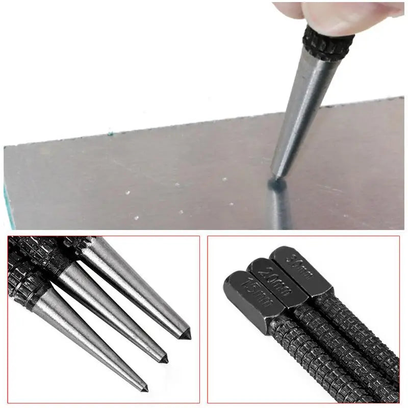 Center Punch Set 3-Piece, Non-Slip High Carbon Steel for Metal/Wood - image 16