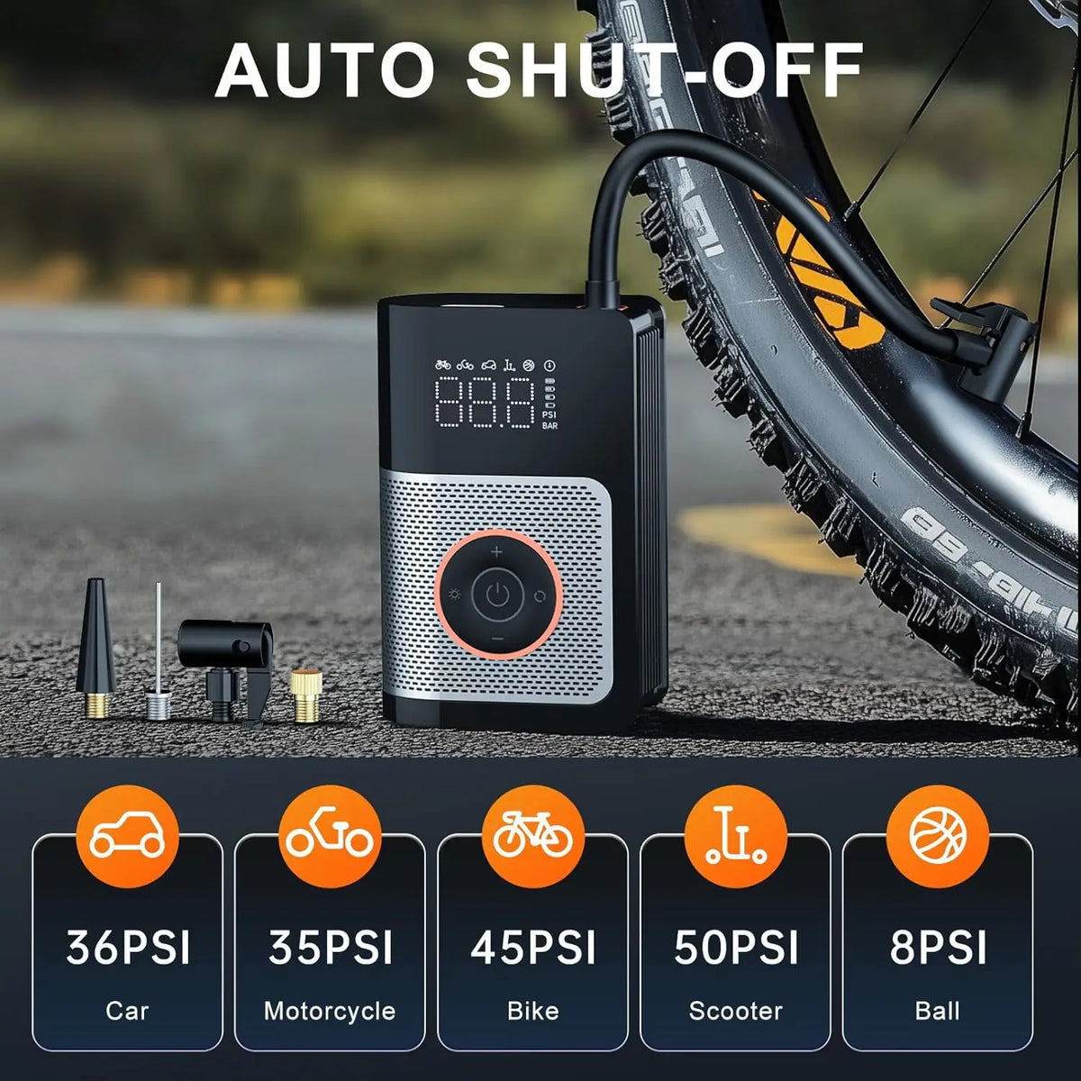 Tire Inflator Portable Air Compressor 160PSI Portable Car Air Pump with Tire Pressure Gauge for Motor Vehicle Motorcycle Bike