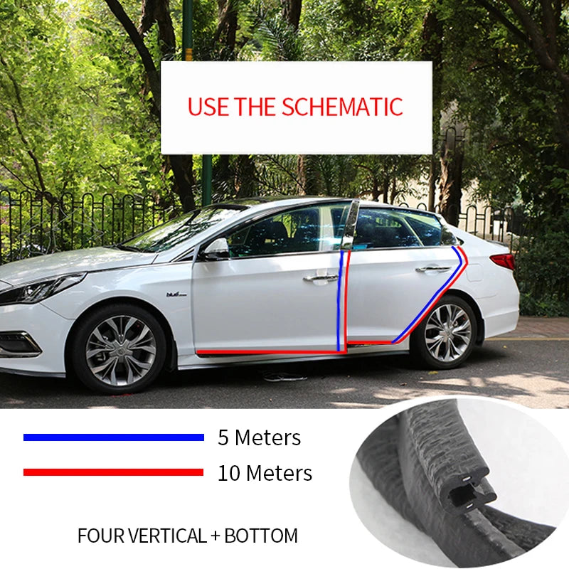 Car door edge seal strip, U-shape anti-scratch guard trim in 2m, 5m and 10m
