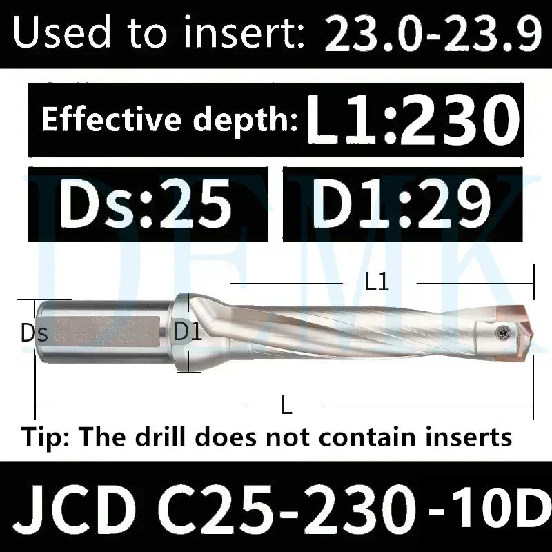 Indexable U Drill with Internal Cooling, 3D-10D, 10-25mm Diameter