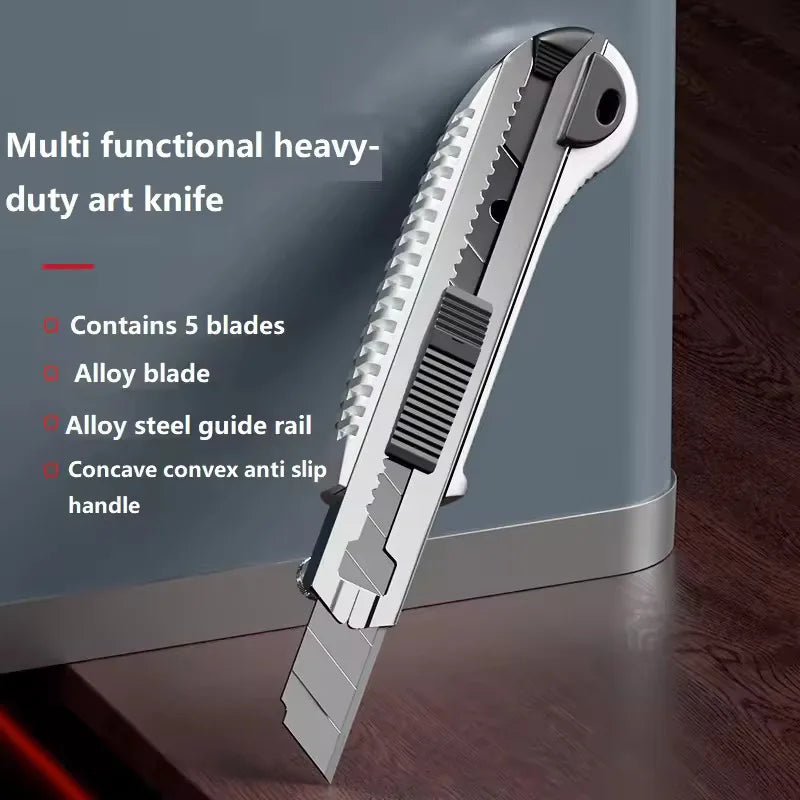 WEELEE Imitation Aluminum Alloy Retractable Utility Knife Heavy Duty Box Cutter Art Knife for Home Office Craft Use