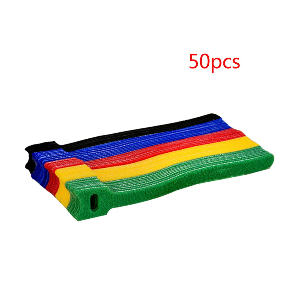 50pcs/100pcs Releasable Reusable Colored Cable Ties Nylon Loop Wrap T-type Zip Ties