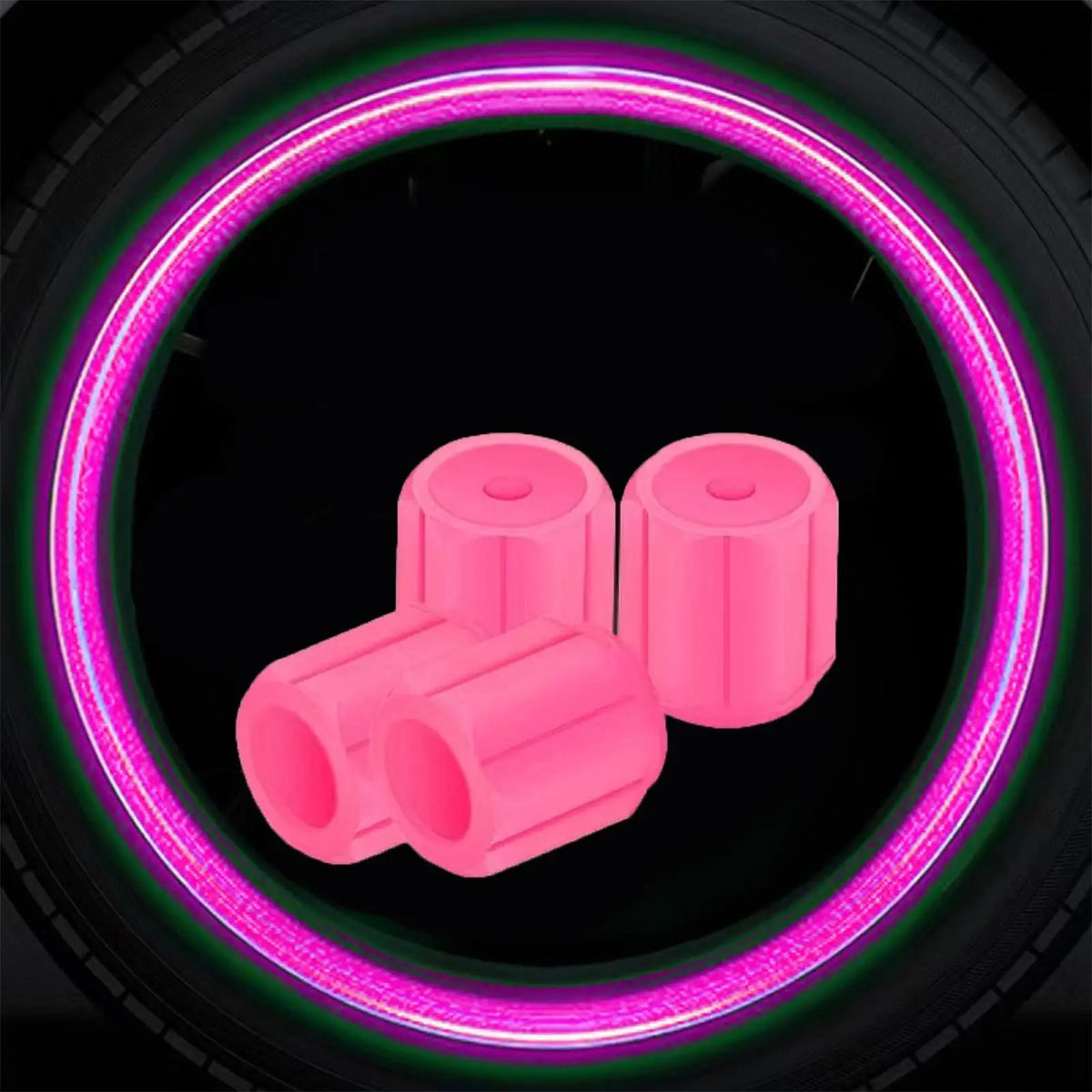 Glow in the Dark Tire Valve Stem Caps, Set of 4