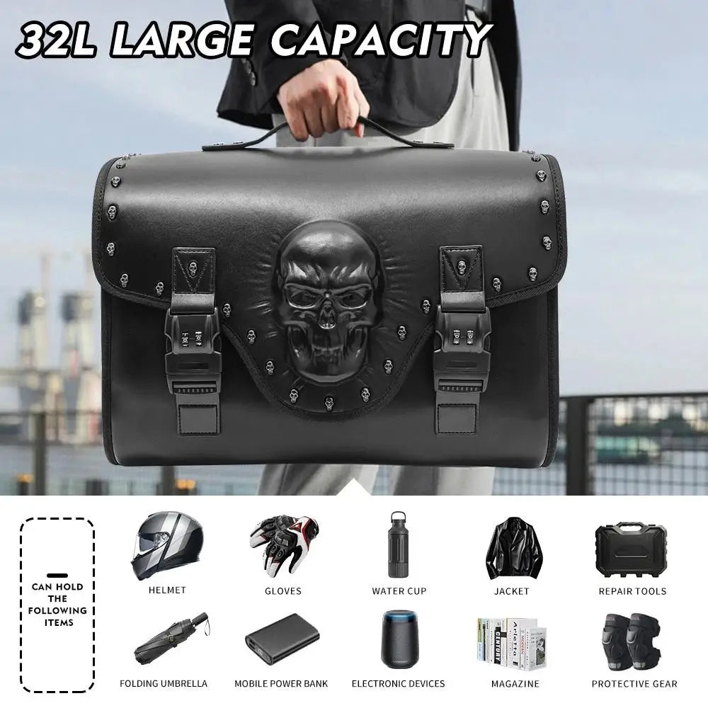 32L Studded PU Leather Motorcycle Tail Bag, Waterproof - image 14