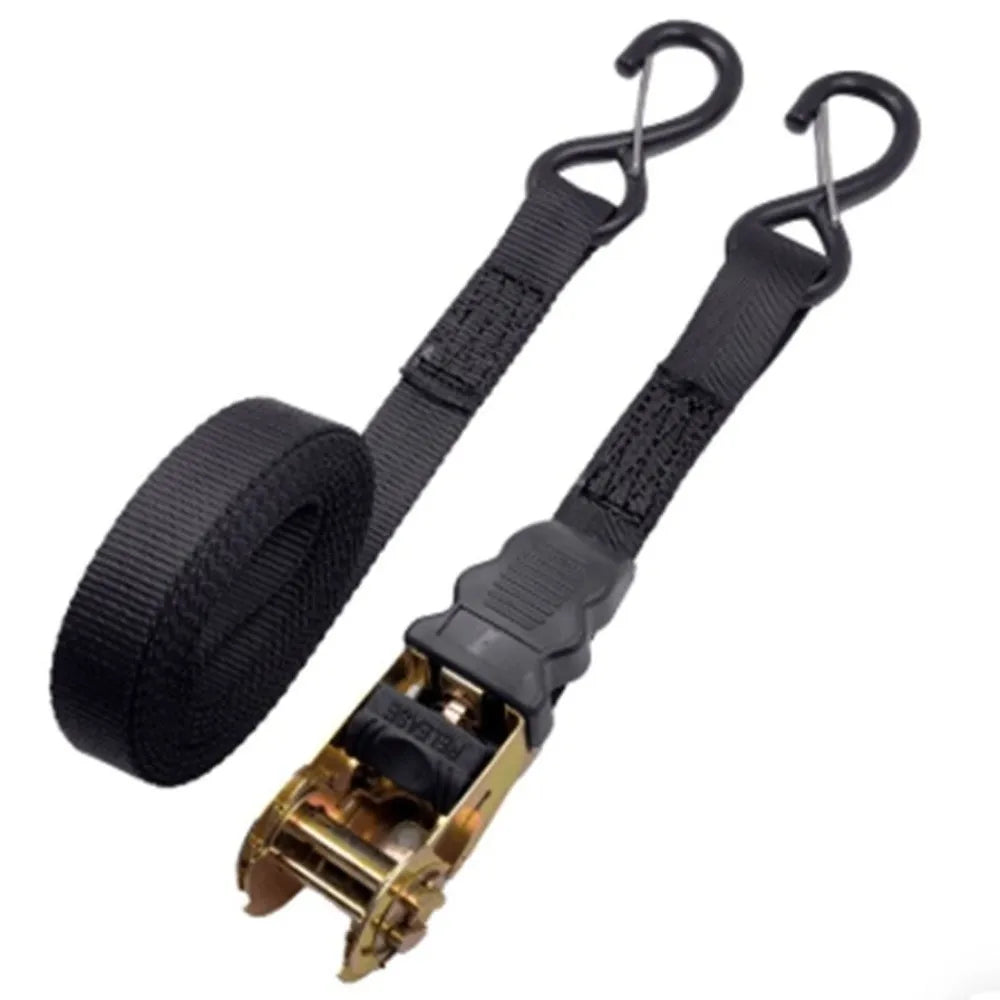 Black Polyester Ratchet Tie Down Straps 25mm Wide Rust-Proof Lashing Straps