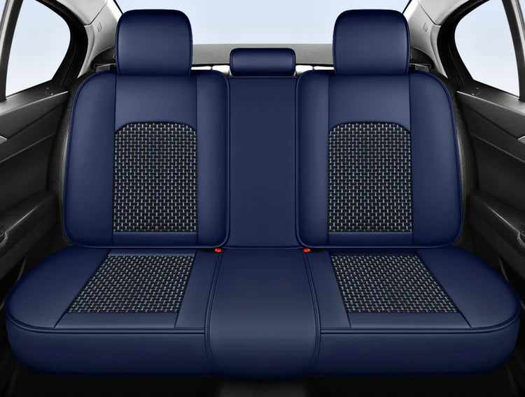 5-Seat Synthetic Leather Car Seat Cover Set with Lumbar Support