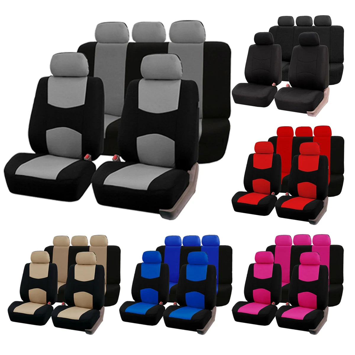 Universal Polyester Car Seat Cover Set, 4 or 9 Pieces