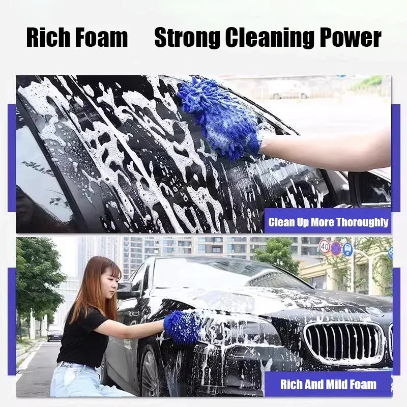 1-2pcs Waterproof Microfiber Chenille Car Wash Gloves Thick Cleaning Mitt for Wax