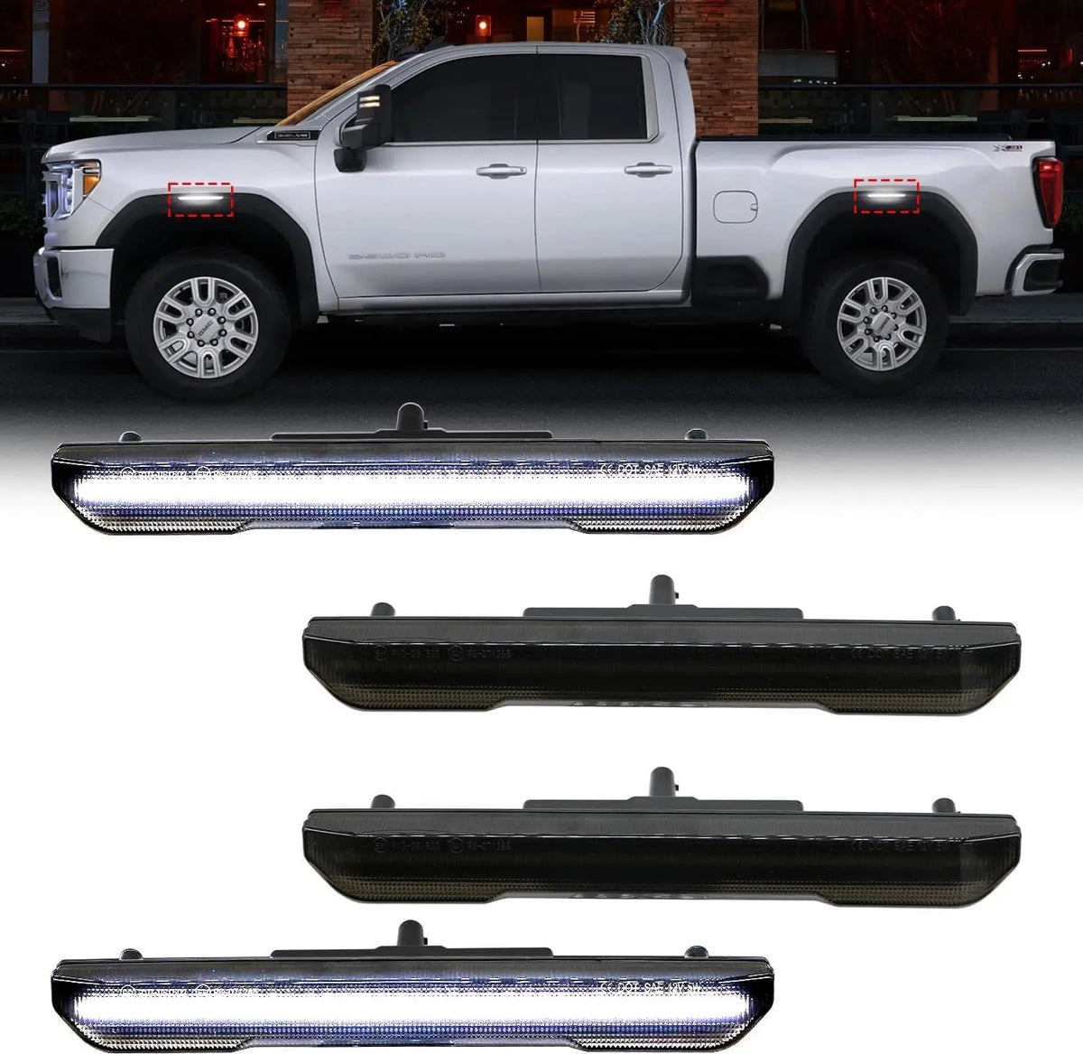 LED Side Marker Lights for GMC Sierra 2500HD 3500HD 2020-2024, White