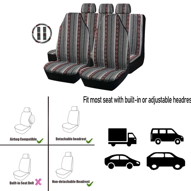 Baja Blanket Car Seat Cover Set with Steering Wheel Cover