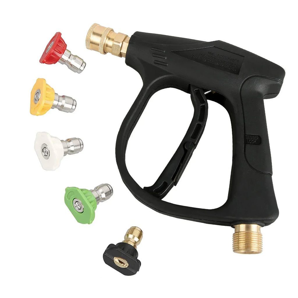Short Pressure Washer Gun with 5 Nozzles, High Pressure Car Wash Gun Kit
