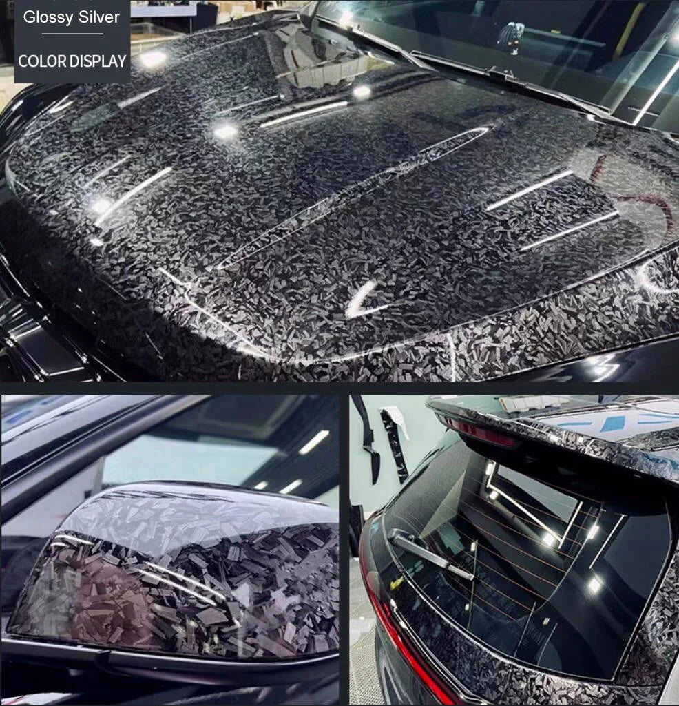 Glossy Forged Carbon Fiber Vinyl Wrap for Vehicle Customization - image 5