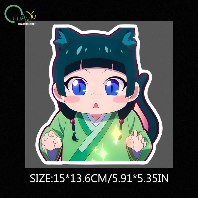 Chibi Cartoon-Style Girl Car Sticker for Doors and Windows