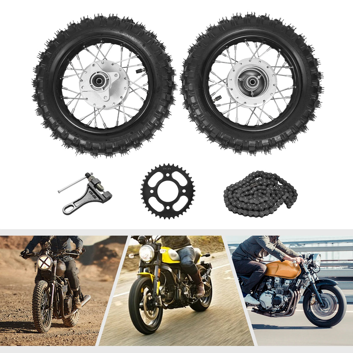 2.5-10 Dirt Bike Wheel Set with Sprocket for CRF50 & KLX110 - image 8