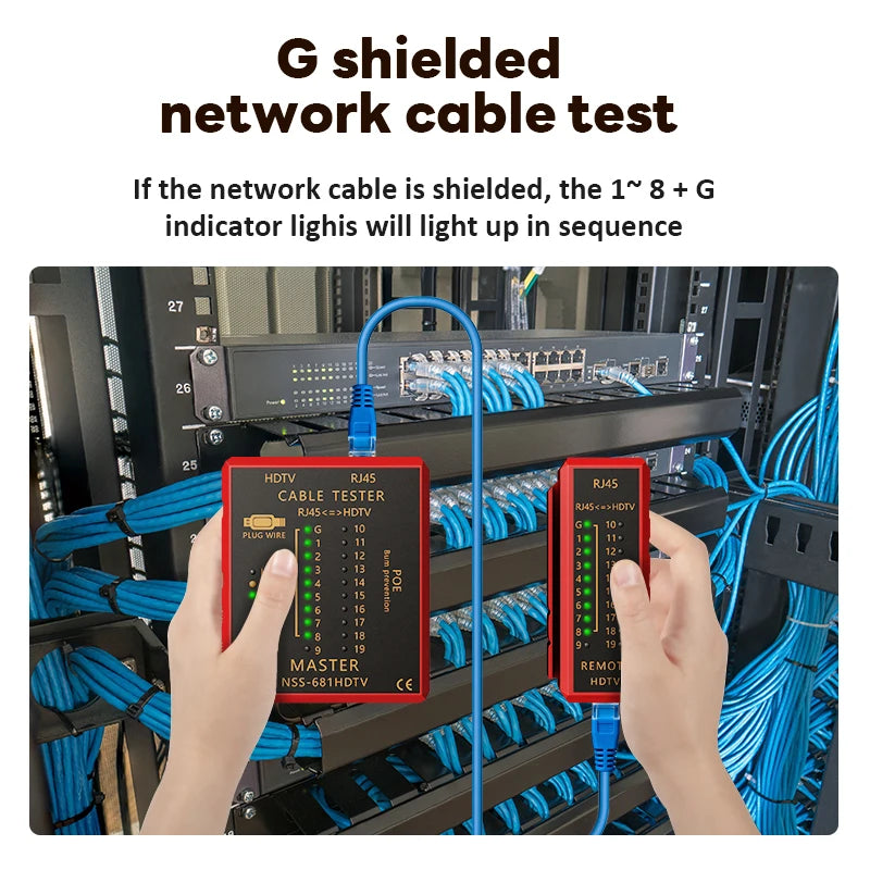 Multifunctional Network Cable Tester RJ45 8P8C LAN POE RJ11 Line Test Tool