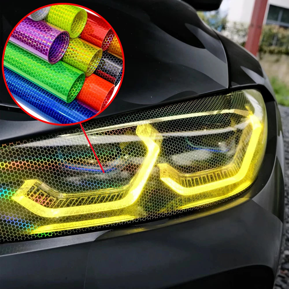 Car Headlight Taillight Honeycomb Vinyl Wrap Tint Film 30x100cm