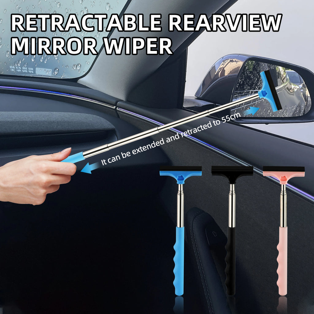 Car rearview mirror wiper, telescopic handle car rearview mirror wiper, car glass cleaning tool cleaning brush