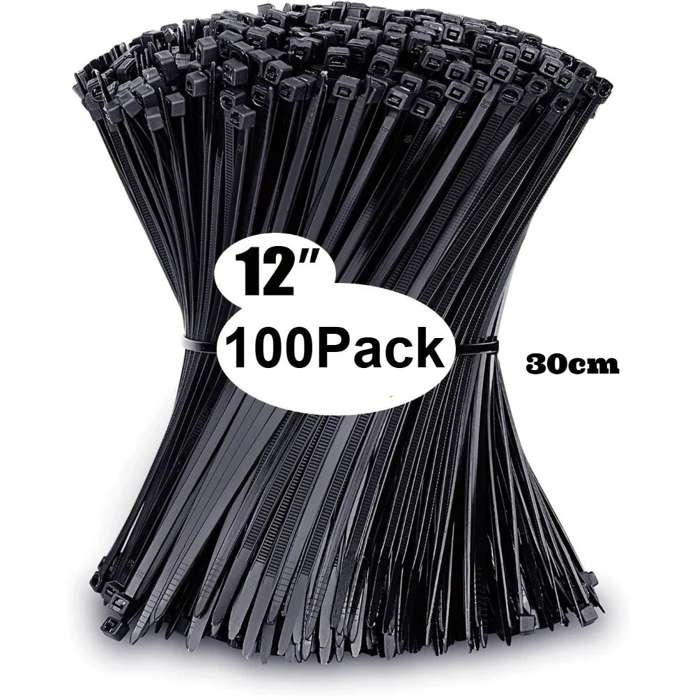 Zip Ties Assorted Sizes 4 6 8 12 Inch 100/400 Pack Black UV Resistant Cable Ties