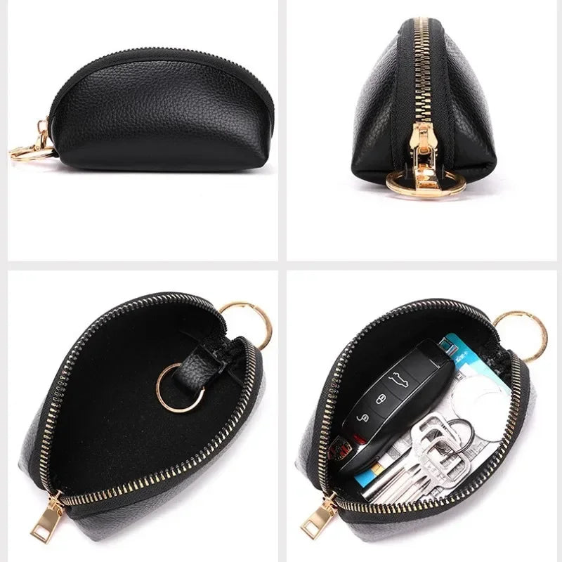 Car Keychain Covers Men Key Holder Leather Car Key Wallets Housekeeper Keys Organizer Zipper Key Case Bag Pouch Purse