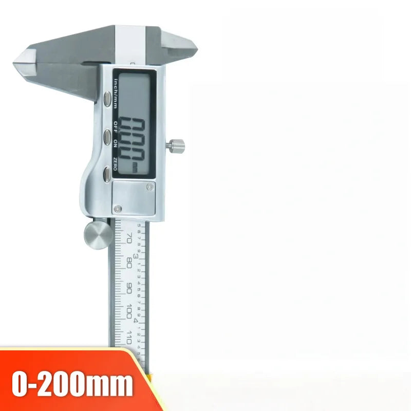 6" Digital Stainless Caliper: Large LCD Screen, Auto-Off, Splash-Proof, Converts Inch/Metric/Fraction (150-200mm)