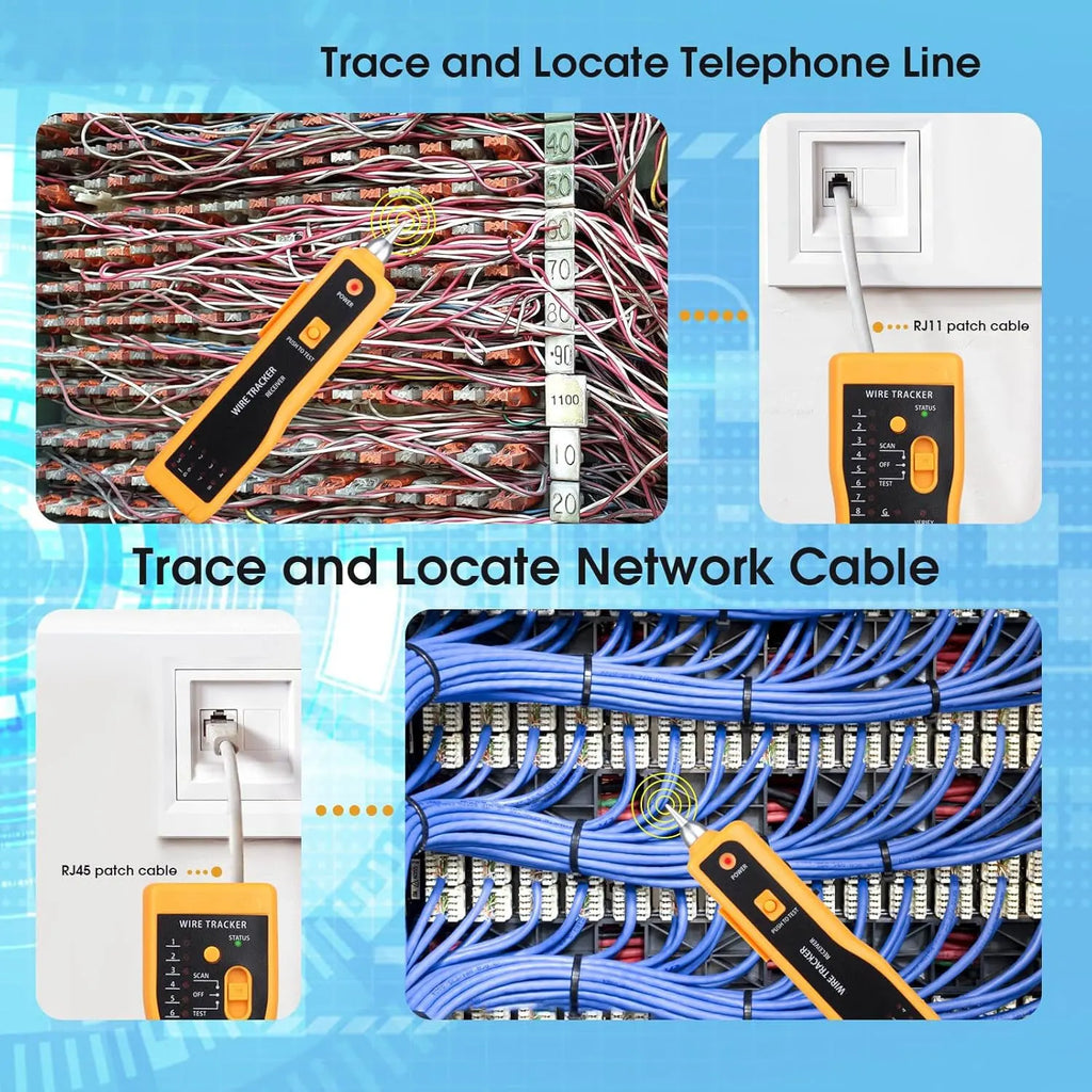 Ethernet LAN Network Cable Tester RJ11 RJ45 Cat5 Cat6 Telephone Wire Tracker Tracer Toner  Detector Line Finder