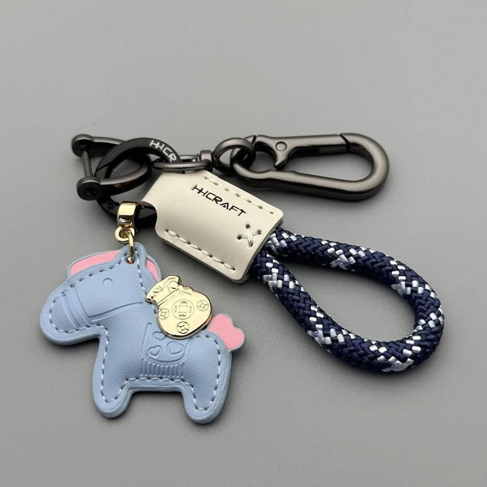 1PC Genuine Leather Car Keychain Minimalist Key Holder with Premium Strap Durable Key Ring for Men Women Couple Gift