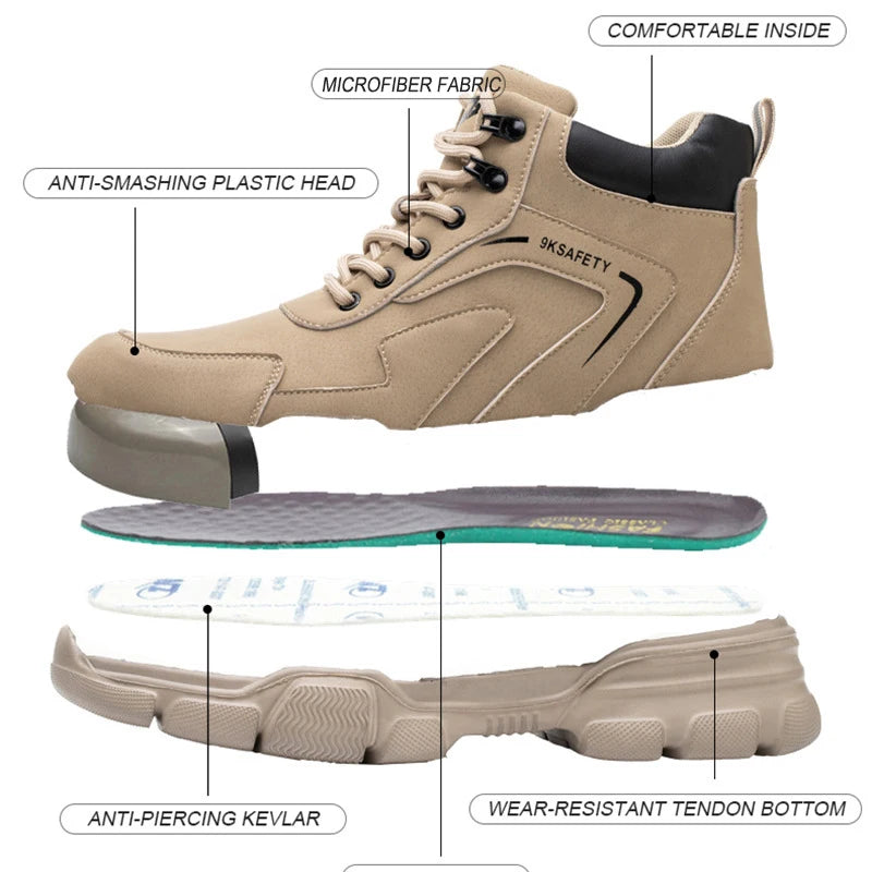 Waterproof Steel Toe Safety Work Boots, Lightweight, Slip-Resistant