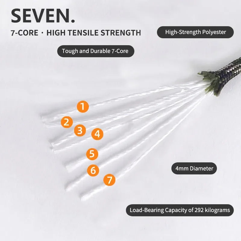 7-Core 550 Paracord, 5–31M – Camping Lanyard Rope