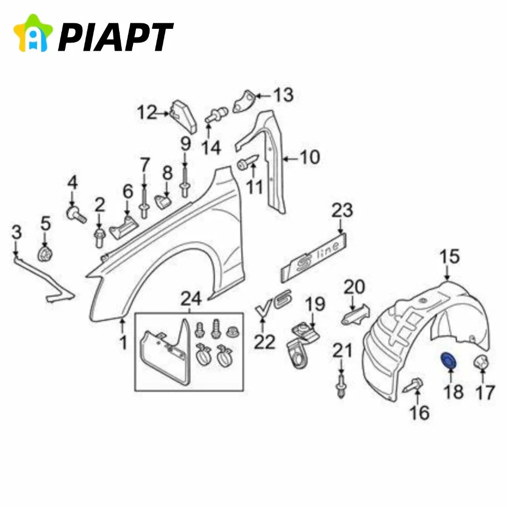 20PCS Fender Liner Splash Shield Retaining Clips For Audi A4 B8 A6 A7 S4 S5 S6 S7 Q5 RS5 OEM 4F0825429A
