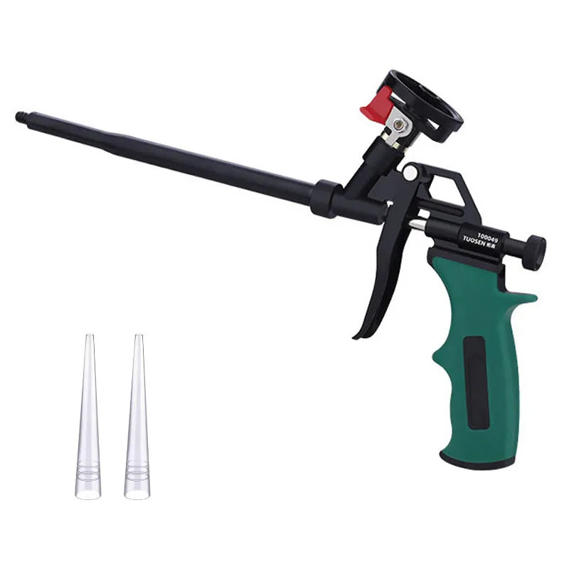 Expanding foam applicator gun, heavy duty dispenser for caulking and sealing