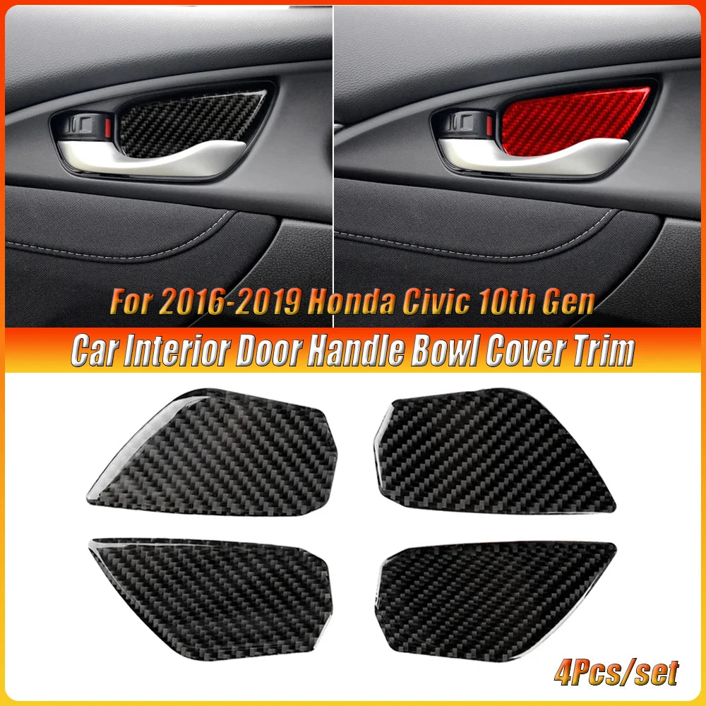 Door Handle Bowl Cover Trim Stickers for Civic 2016-2019, 4-Pack