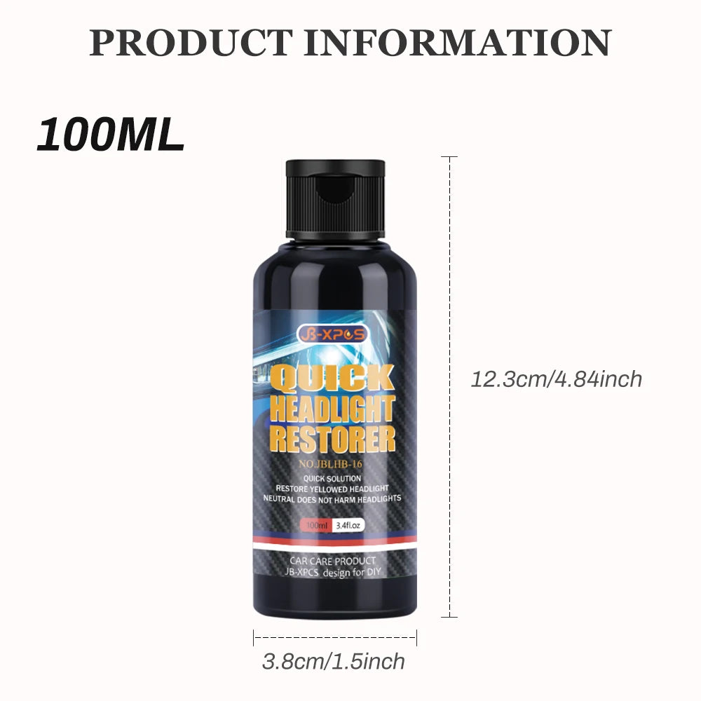Headlight Restoration Liquid for Yellowed and Hazy Headlights