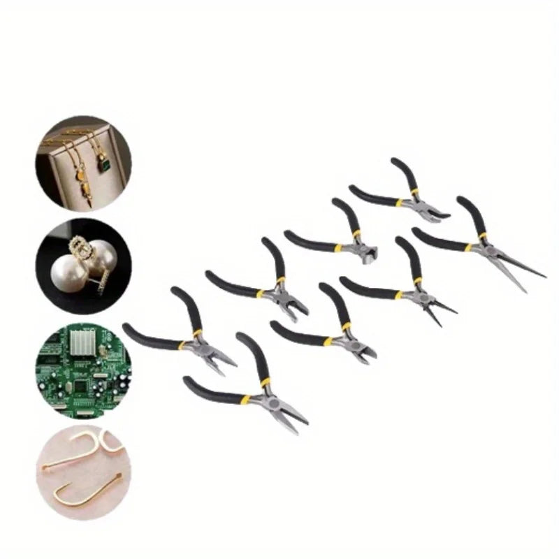 8 Piece Steel Pliers Set Includes Round Needle Pliers Top Scissors Wire Cutters For Indoor And Outdoor Repair Works